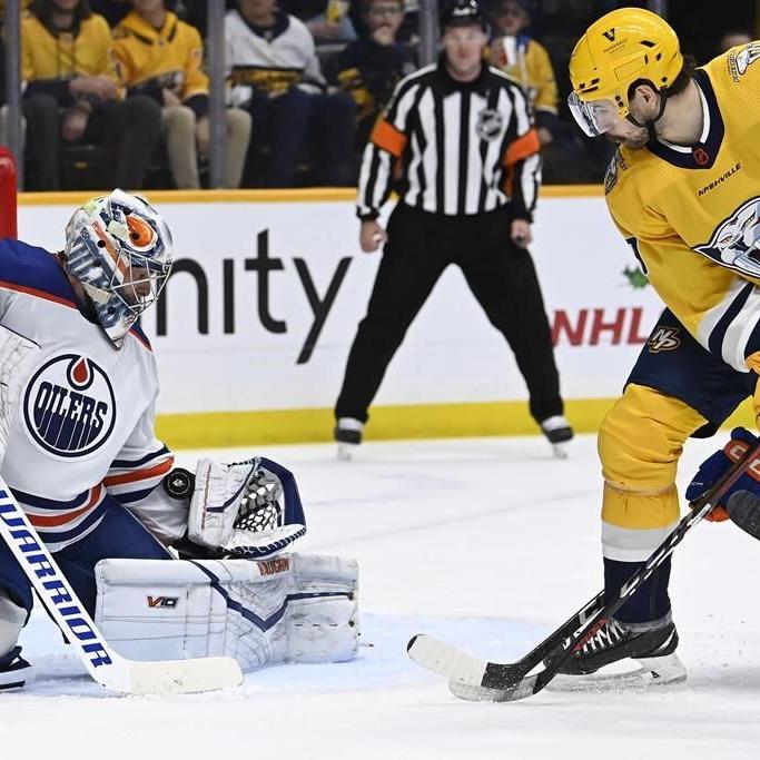 Hyman's hat trick leads Oilers over Predators 6-3